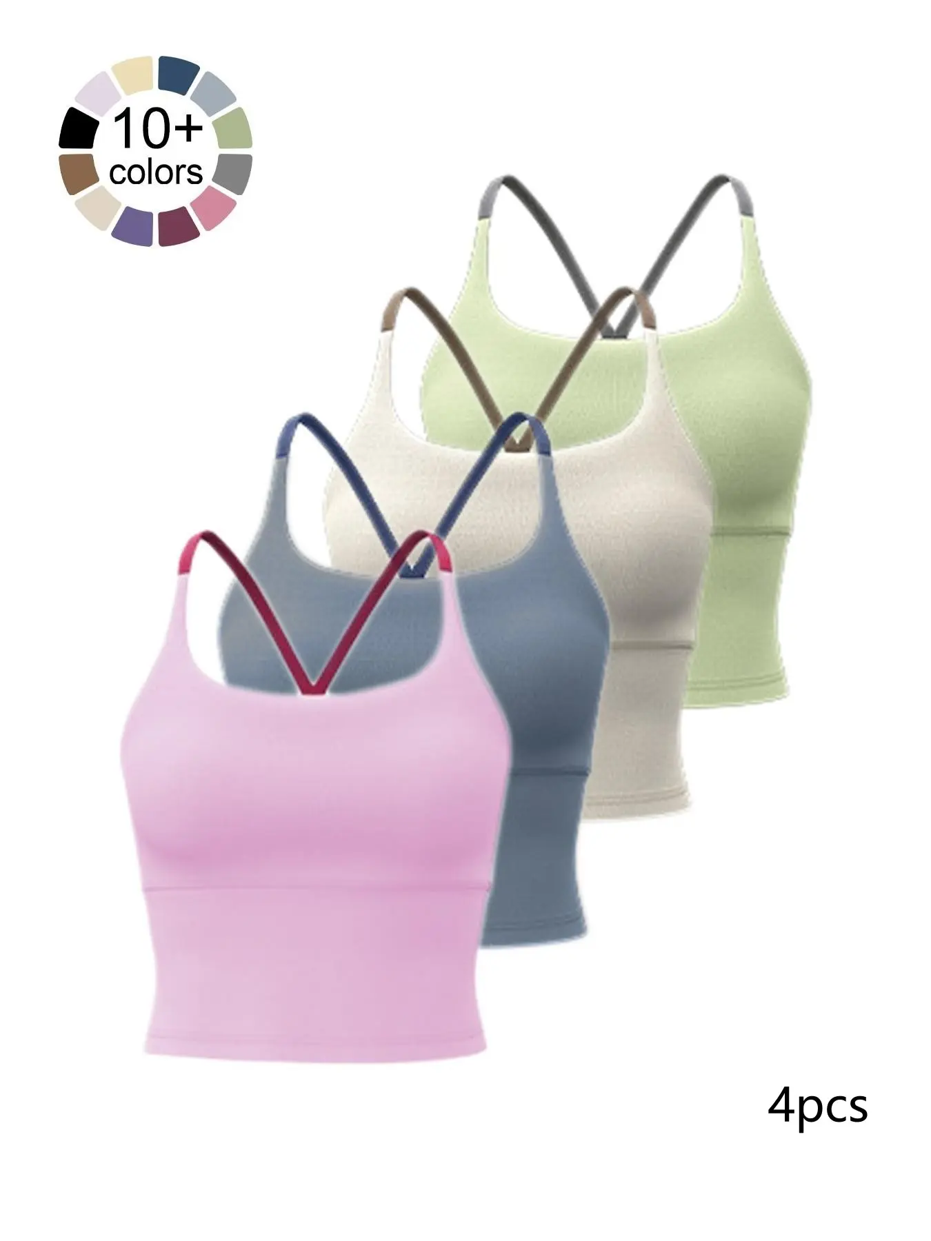 Sporty Women's Plain Criss Cross Sports Bra, Comfort and Durability Sports Crop Cami Top, Ladies Sportswear for Indoor Outdoor Wear, Gym Clothes, Workout Bras, Strappy Sports Bras, Exercise Bra, Stretch Sports Bra