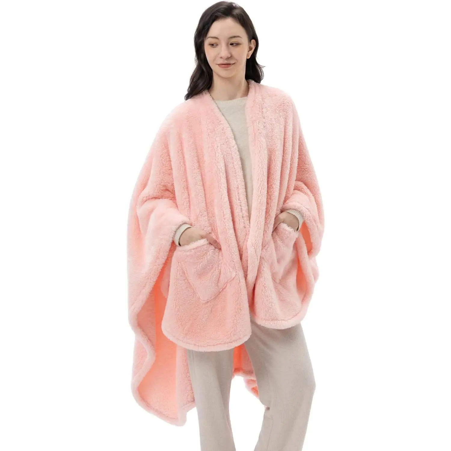 Fleece Wearable Blanket, Ultra Soft Cozy  Blanket with Pocket, Warm Snuggle Wrap