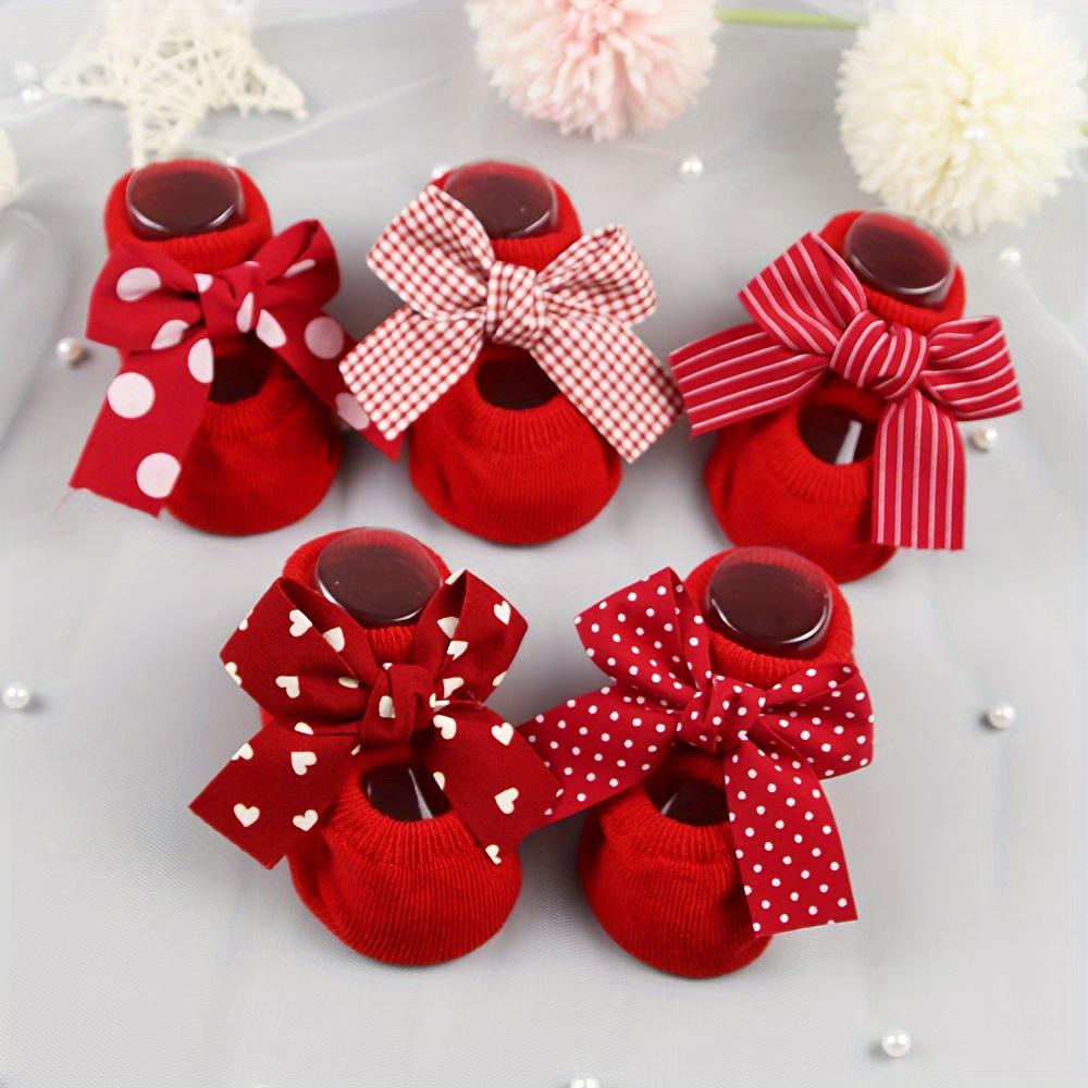 1 Pair New Style Big Red Baby Socks with Anti-Slip Sole, Baby Anti-Slip Socks, Floor Socks, Boat Socks, Suitable 0-1 Years Old