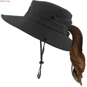 2026 New Women Stylish Wide Brim Ponytail Sun Hat, Breathable Foldable Lightweight Hat With Full UV Protection, Versatile Outdoor Headwear For Beach Vacation, Hiking, Fishing And Daily Sun Protection