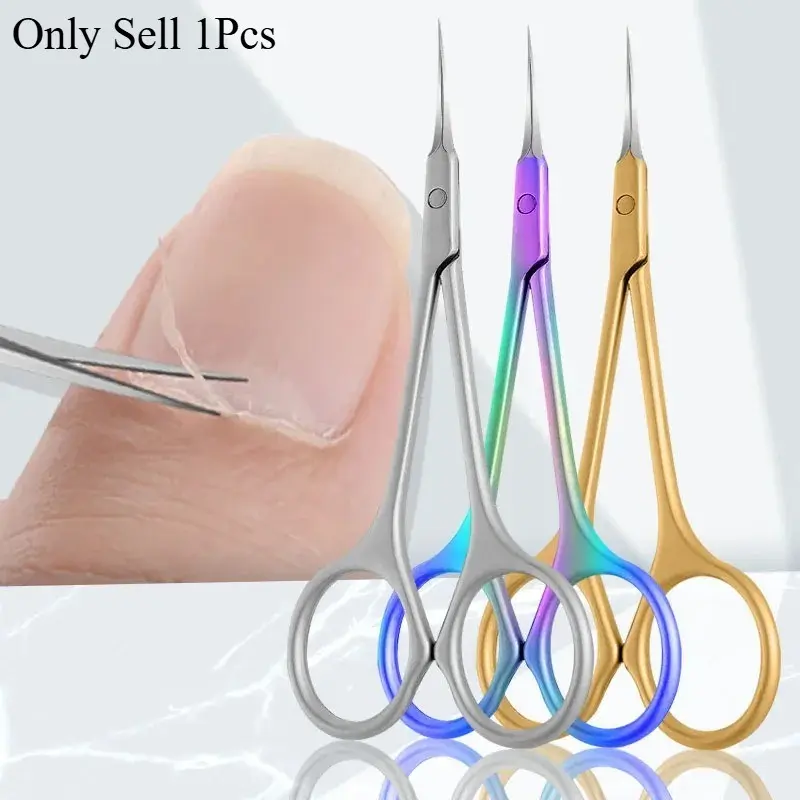 Stainless Steel Manicure Curved Tip Scissors, Cuticle Trimmer, Dead Skin Remover, Fingernail Clippers, Nail Art Clippers, Russian Nail Scissors, Basic Nail Tools