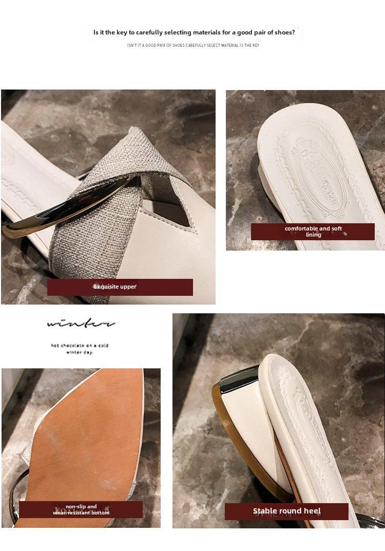 2025 New Women's Closed-Toe Mule Shoes, Fashionable Summer Slip-On Casual Flats, Low Heel Outdoor Slides