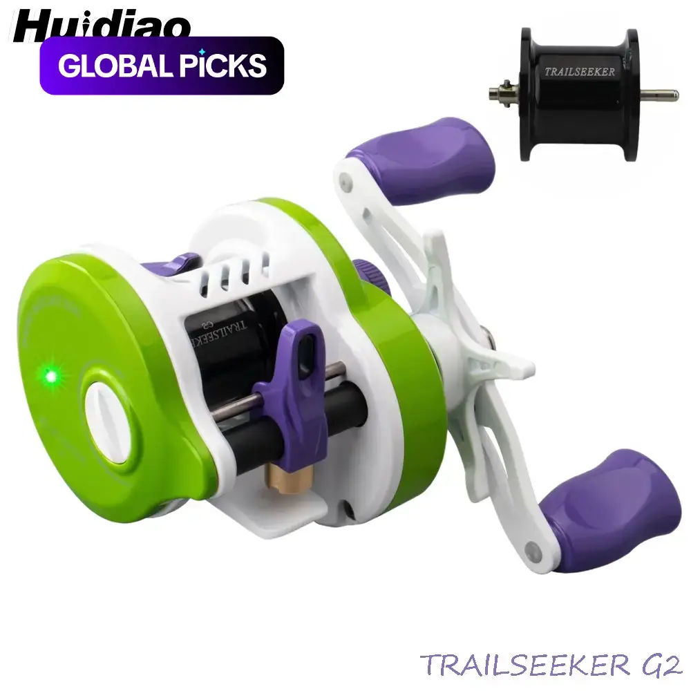 HUIDIAO TRAILSEEKER G2 Ultralight DC Drum Reel Digital Control Braking System BFS Round Baitcasting Reel Fishing Reels Zero Backlash 1.8g Light Lure Casting for Bass Trout Stream River Finesse Fishing Fishing Equipment