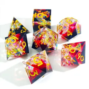 Lightning Dnd Dice Set, Role Playing Game Dice Kit, Resin Sharp Edge Dice, Dungeons & Dragons Dice Set, Polyhedral Dice Set