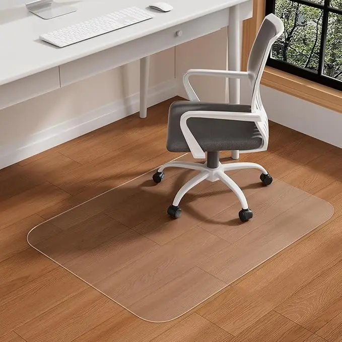 AIMHave 2.0mm Transparent PVC Vinyl Industrial Desk Chair Floor Mat - Extra Large, Wrinkle-Resistant, Scratch-Proof Solid Pattern Carpet Protector for High Pile Carpets, Sturdy for Easy Chair Movement