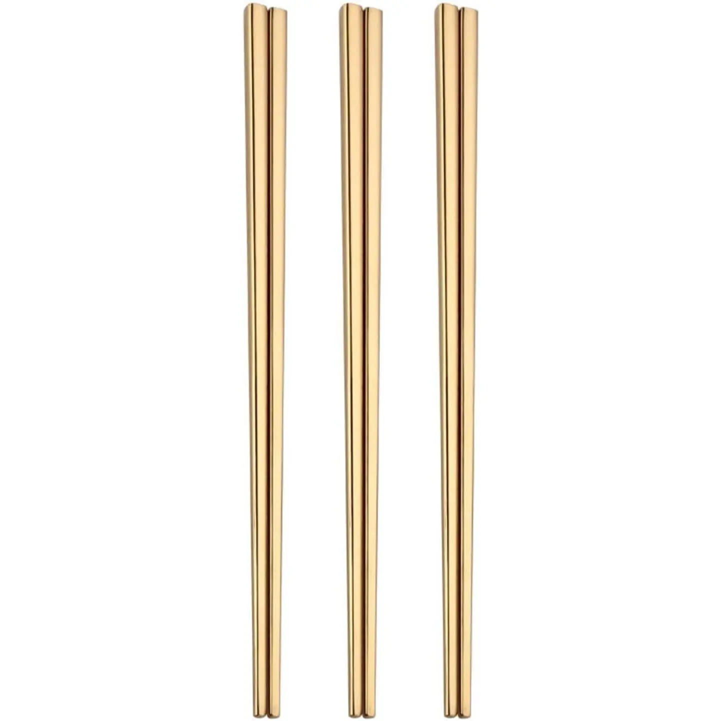 Reusable Stainless Steel Chopsticks, Dishwasher Safe, Easy to Use, 3 PCS, Golden