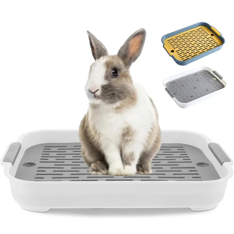 Plastic 1-Rabbit Litter Box, Small Pet Corner Toilet Tray, Suitable for Ferrets, Hamsters, Chinchillas, Guinea Pigs & Other Small Animals