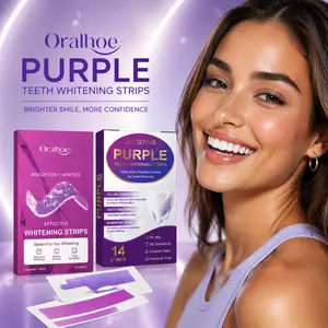 Oralhoe Purple Teeth Whitening Strips 24 Pairs – Peroxide-Free & Enamel Safe for Sensitive Teeth, No Pain Yellow Stain Corrector, Natural Color Enhancement for Brighter Smile, Daily & Travel Use#Summervibes