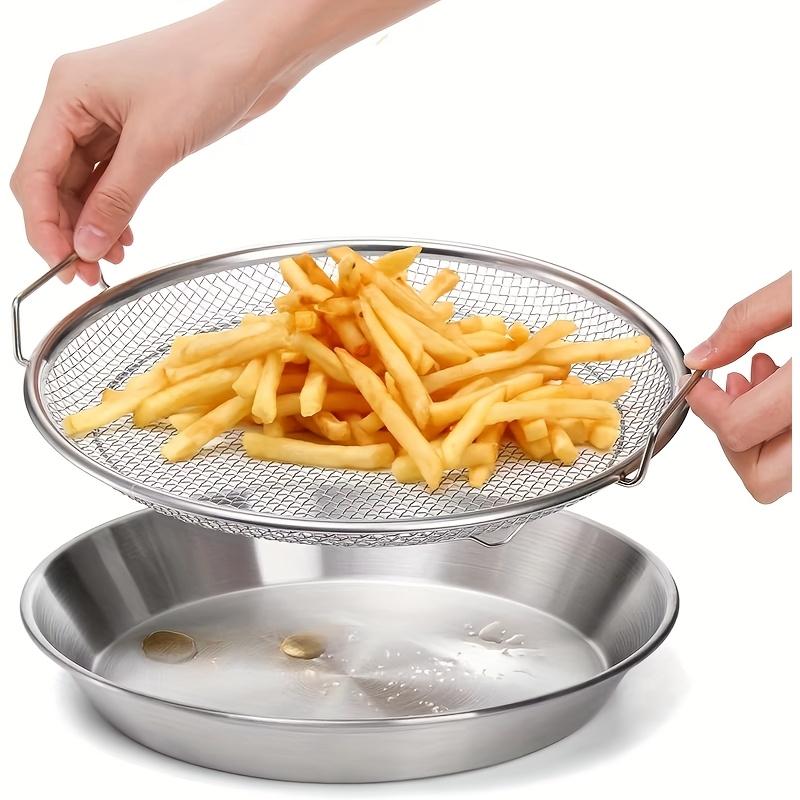 Stainless Steel Heavy-Duty Frying & Oil-Draining Rack with Tray - Foldable Round Metal Mesh Basket, Kitchen Gadgets, Oil-Draining Plate, Frying-Resistant, Vegetable-Washing Compatible, Dishwasher-Safe (Fits Multiple Models) Stainless Steel Heavy-Duty Frying & Oil-Draining Rack with Tray - Foldable Round Metal Mesh Basket, Kitchen Gadgets, Oil-Draining Plate, Frying-Resistant, Vegetable-Washing Compatible, Dishwasher-Safe (Fits Multiple Models)