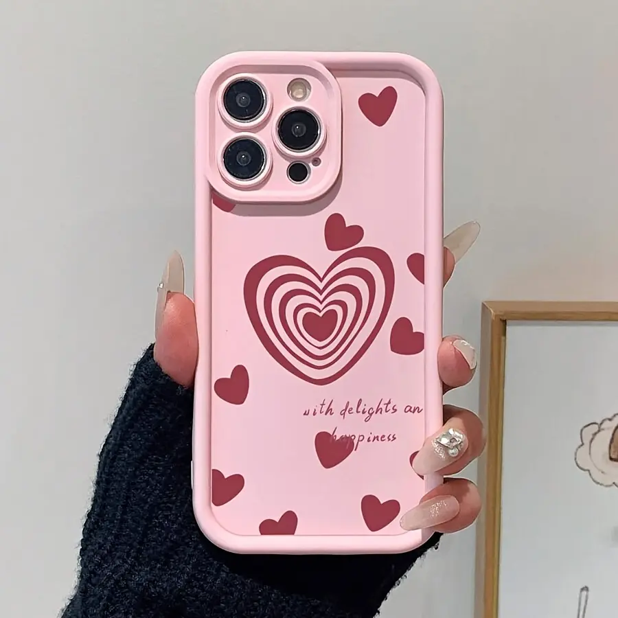 Pink Heart Pattern Soft  Phone Case, With A Comfortable Feel, Effectively Protects Your Phone From Impacts And Drops. Suitable For Various IPhone Models, Including 17/16/15/14/13/12/11 Pro Max/Plus/Mini/X/XS, Cute Phone Cover, Ideal Present