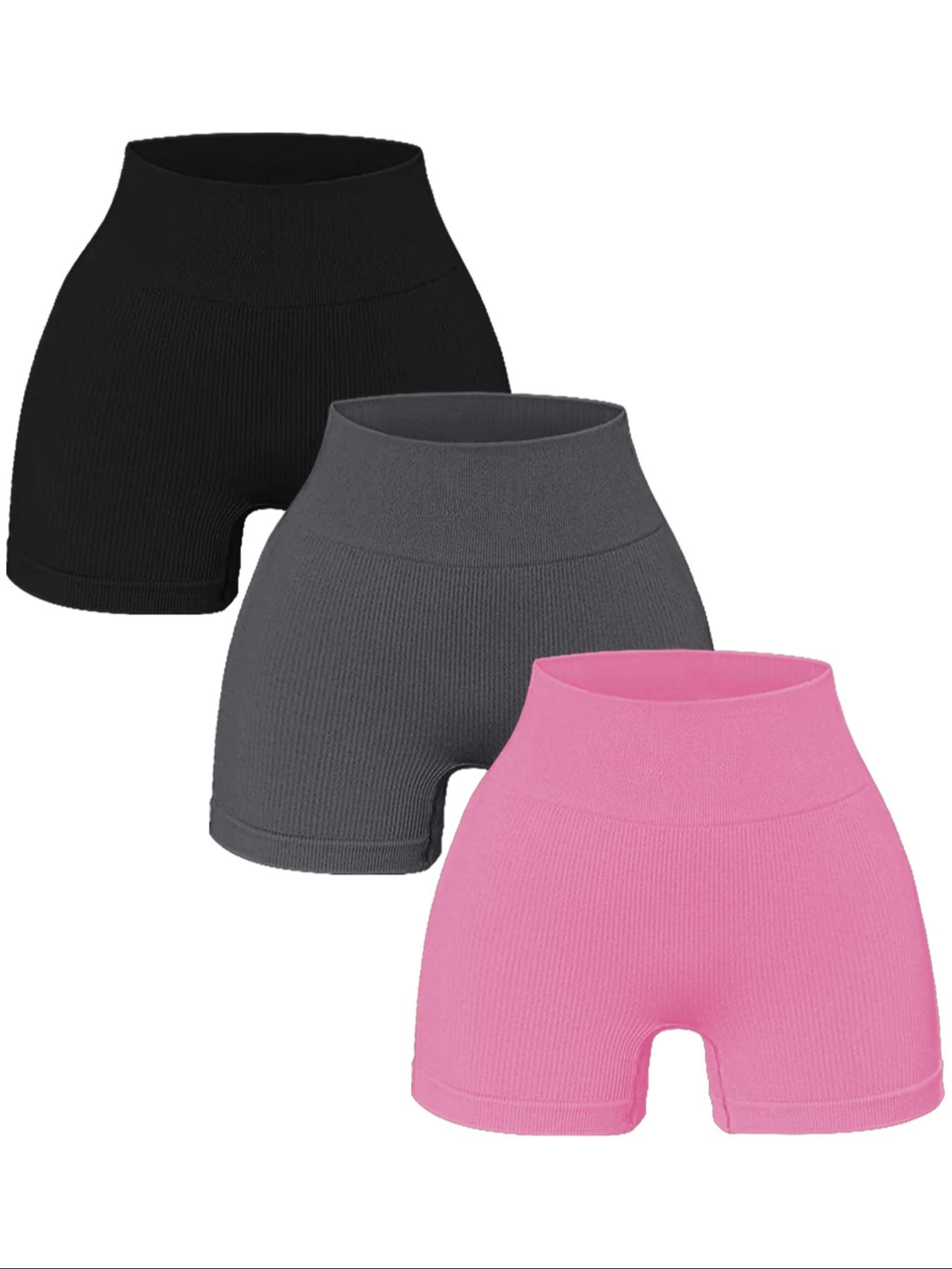 Women's Solid High Waist Sports Gym Shorts, High Stretch Shorts, Casual Comfy Breathable Seamless Skinny Biker Shorts for Gym Workout Cycling Running, Summer Outfits 2024, Women Sport & Outdoor Clothing for Summer