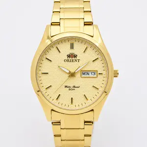 Time Banquet Orient Men's All-Gold Full-Steel Automatic Mechanical Watch with Dual Day-Date Display, Suitable for Formal Occasions, Casual Outings and Daily Commutes