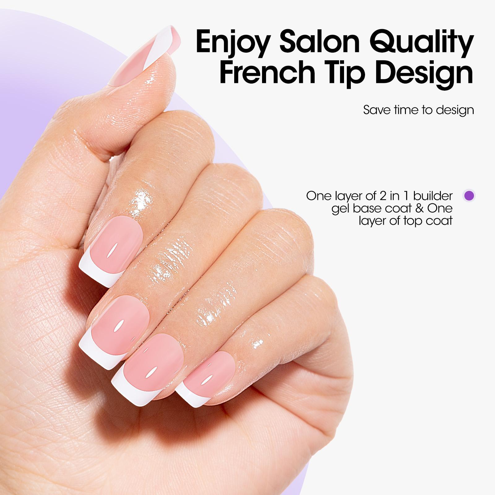 Gellen Complete French Tip Nail Kit – 240pcs, Gel top coat & base coat, UV lamp, Solid Nail Glue Nailartkits Polishset