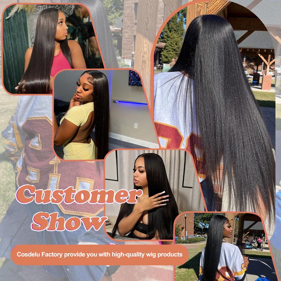 13x6 Bone Straight HD Lace Front Wig Pre Plucked 30 40 50 Inch 13x4 Lace Frontal Brazilian Human Hair Wigs For Women