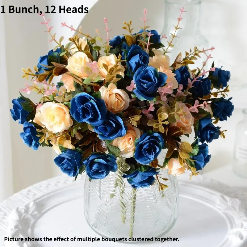Artificial Rose Bouquet, Multicolor Silk Fake Roses for Office, Outdoor Garden Decor, DIY Gift, Wreath, Arch and Flower Wall, Realistic Flower Arrangement for Vase, Dining Table Living Room, Wedding Party Home Decorations