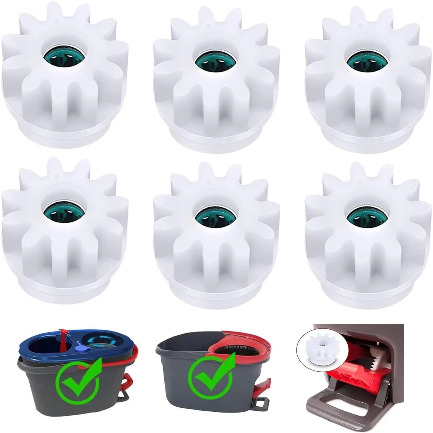 6 Pack Spin Mop Bucket Gear Replacement Kit, One Way Clutch Bearing & Sprockets Compatible with Spin Mop Bucket Pedal BroomGift