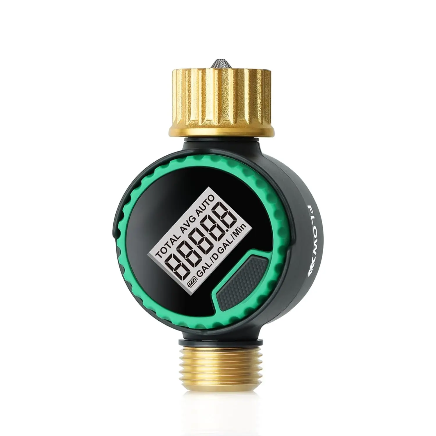 360° Rotatable Water Flow Meter, Pure Brass Inlet & Outlet Water Meter, Measure Gallon/Liter Consumption and Flow Rate for Garden Hose Watering, RV Water  Filling and Lawn Sprinkler