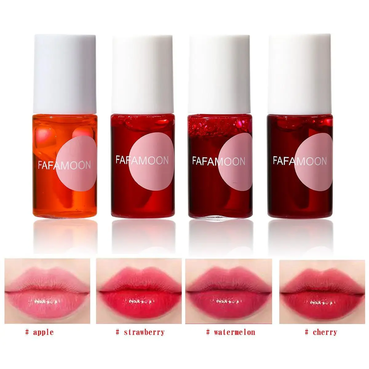 FAFAMOON  Korean Lip Tint Set – 4 Colors Waterproof Long Lasting Lip & Cheek Stain, Silky Matte Finish, Plumping Hydrating Tint for Lips Cheeks Eyes, Mini Travel Size, Gift for Women Girls