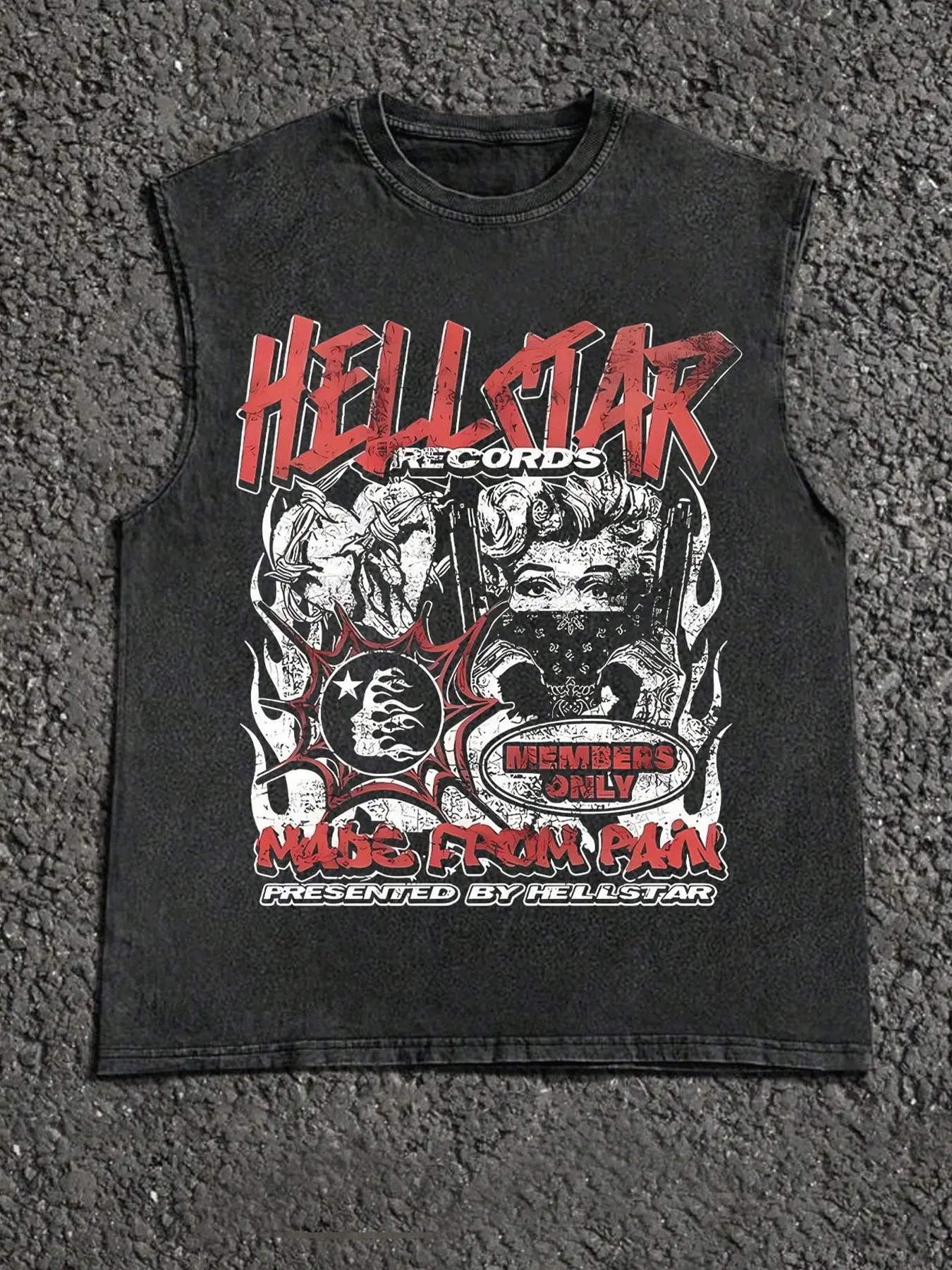Hellstar Bandana Lady Vintage Washed Cutoff Graphic Casual Muscle Tank Top Men, Retro Chicano Hip Hop Streetwear Sleeveless Vest