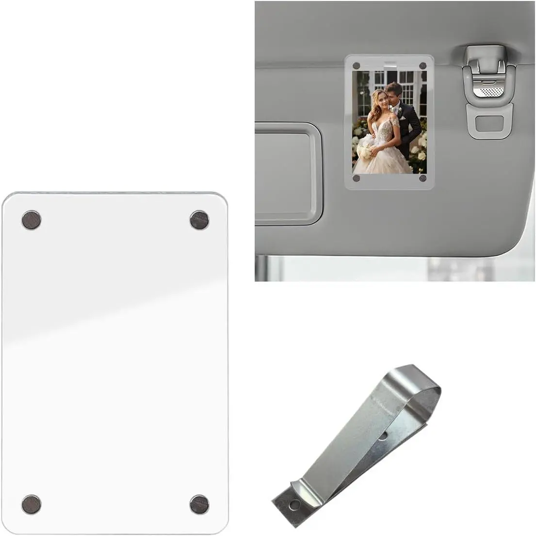 Sun Visor Photo Holder,   Visor Decoration Picture Frame,   Personalized Photo Clip,  Accessories Present for Display Your Photographs (Clear)
