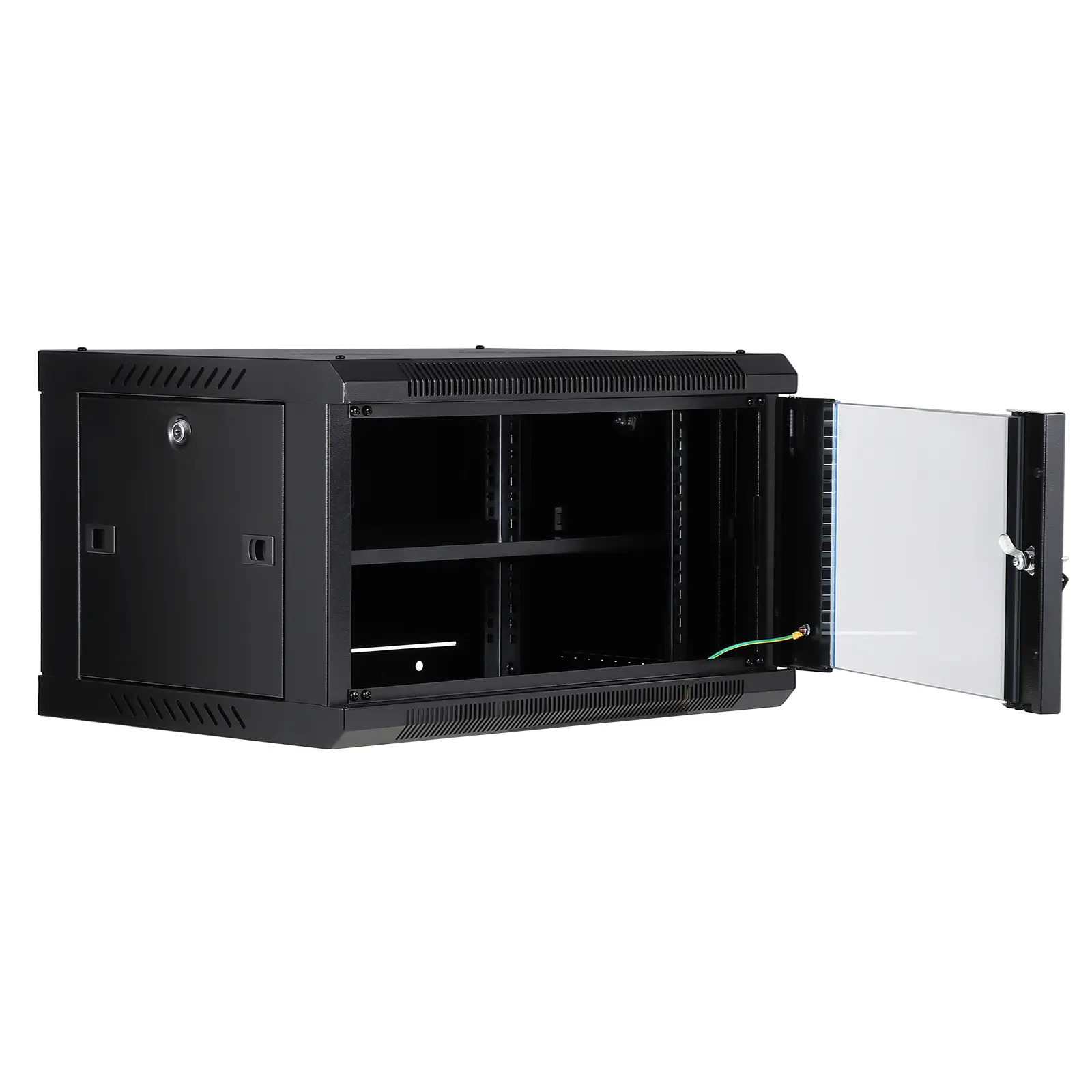 Heavy-Duty 12U Server Rack Cabinet – Wall Mount – 17.7in Deep, Lockable Glass Door, Removable Side Panels, Ventilated Network Switch Enclosure – Professional IT/AV/Data Center Equipment Storage