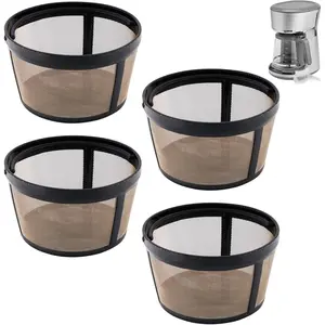 4Pack Coffee Maker Filter Compatible with Mr Coffee 5 Cup,Reusable And Durable Stainless Steel,BPA-Free,Golden Basket