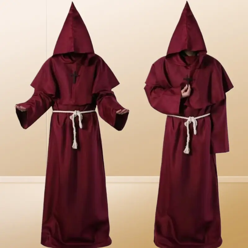 Halloween Medieval Monk Robe Priest Wizard Outfit Cosplay Stage Costume for Themed Role Play