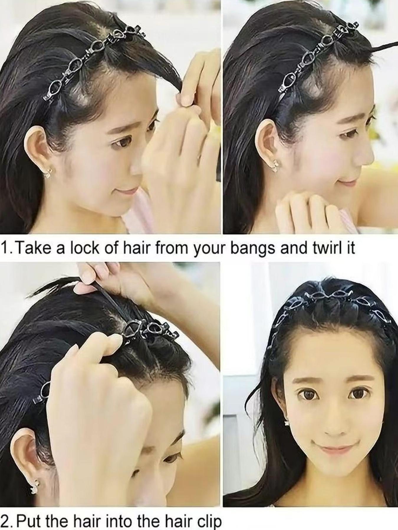 Women's Elegant Minimalist Hair Hoops with Clips, Trendy Simple Style Hair Hoops, Chic All-match Hair Accessories for Hairstyle Decor, Hair Braid Headband