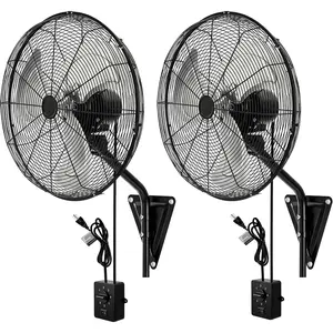 2 Pack 20 Inc Heavy Duty Wall Mount Fan, 7500CFM Wall Fan for Garage, Factory, Patio, Porch, Shop, and Commercial Use with 3-Speed and Adjustable Tilt High Velocity Industrial Oscillating Fan