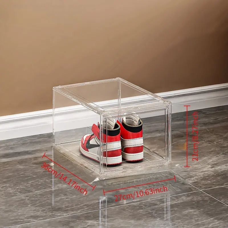 10-piece shoe box thickened positive opening large capacity Clear Shoe Boxes Clear Shoe Storage Clear Shoe Organizer storage Racks shoe box high transparent plastic folding heightened side Door opening AJ shoes