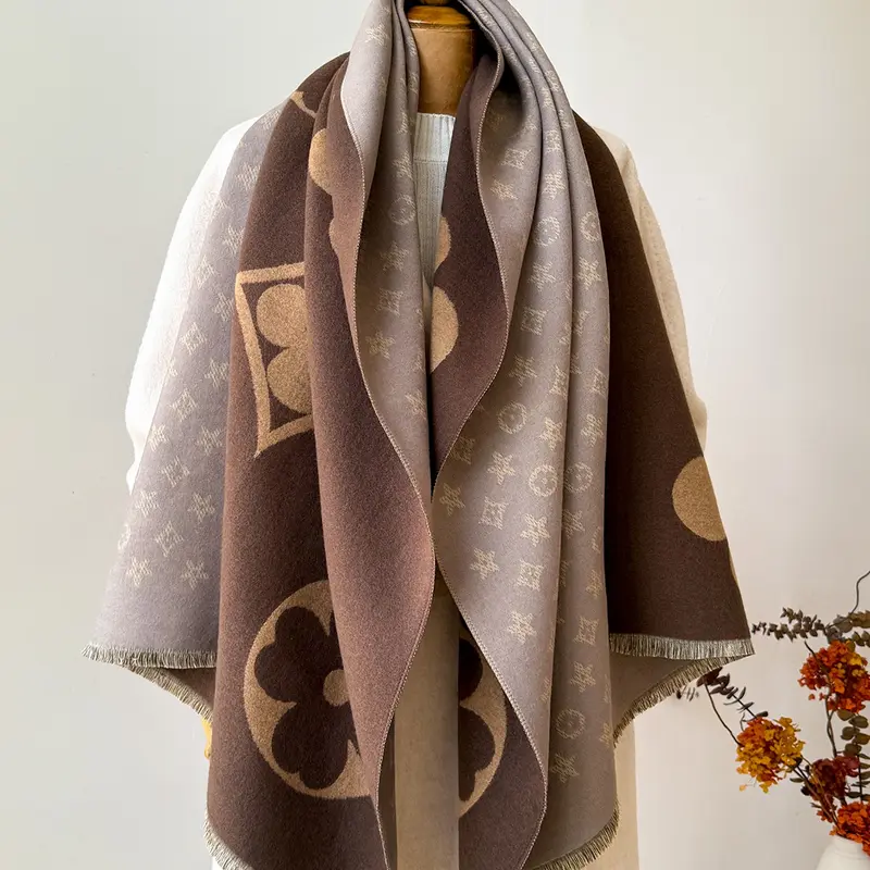 Elegant Women's Fall Winter Scarf, Fashionable Bidirectional Jacquard Shawl, Soft and Warm, Perfect for Travel, Luxurious and Comfortable