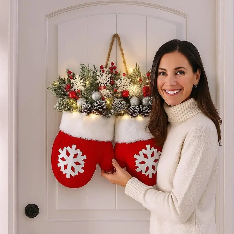 Twinkling Christmas Glove Wreath Christmas Wreath Twinkling Christmas Glove Wreath Christmas Wreath