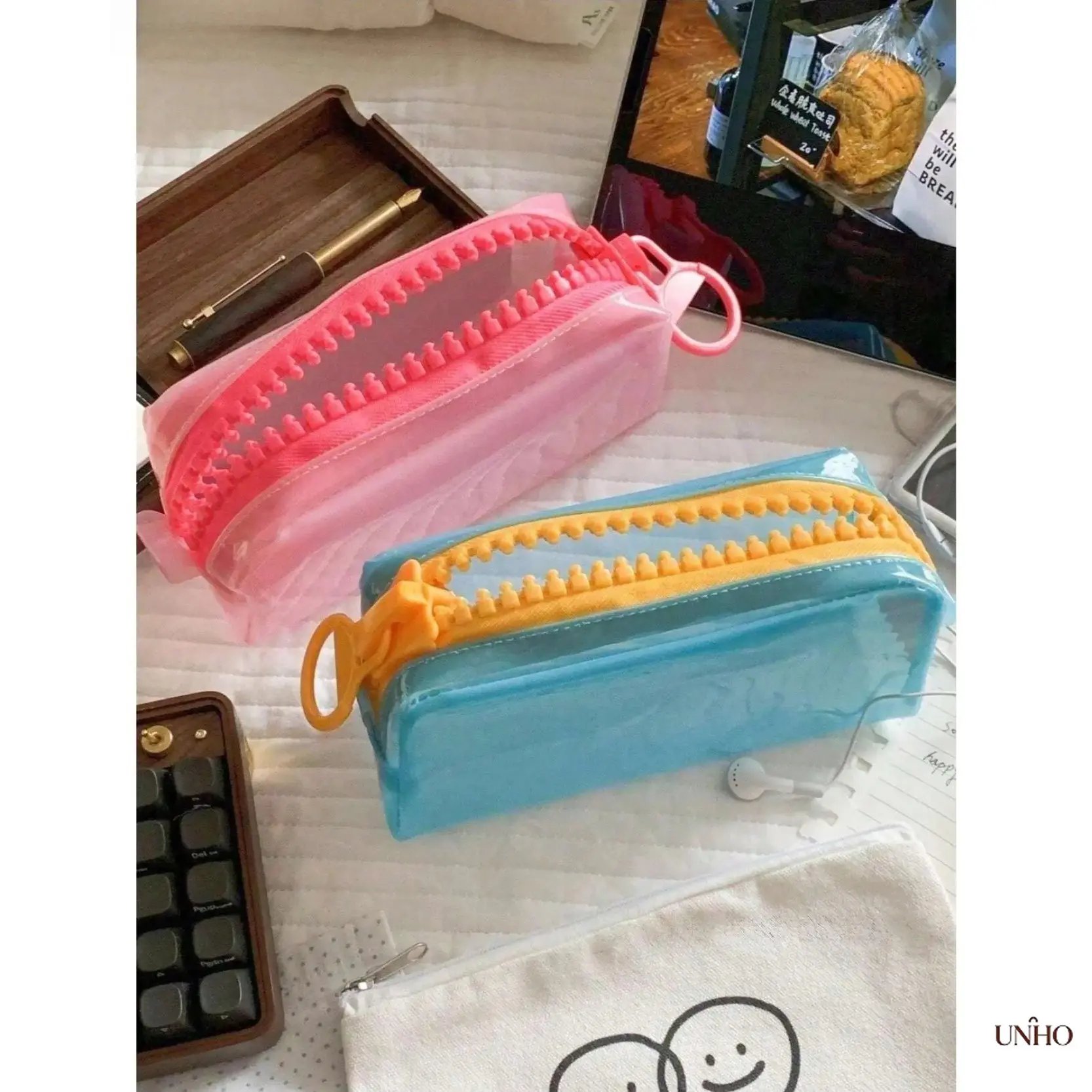 1Pc Dopamine Colorful Transparent PVC Pencil Case For Students, Waterproof Large Capacity Zipper Stationery Storage Bag, Lightweight Clear Desk Organizer Portable School Supply Pouch Ideal For Back To School Classroom Learning Office Sundry Sorting And Da
