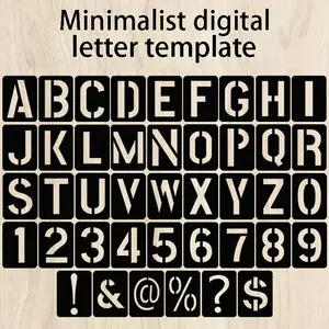 PP Plastic Ruler, 42 Sheets Number Letter Symbol Stencil Template, Ideal for Wall Art, Furniture Renovation, DIY Crafts