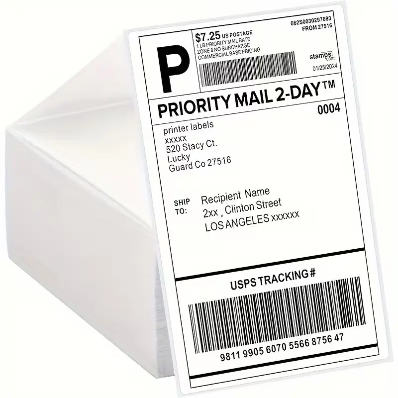 500 Pack 4 X 6 Thermal Shipping Labels, Direct Thermal Mailing Labels for Small Business Packages, Unprinted Stickers for Efficient Mail Sorting, Includes Labels, Labels for Printers