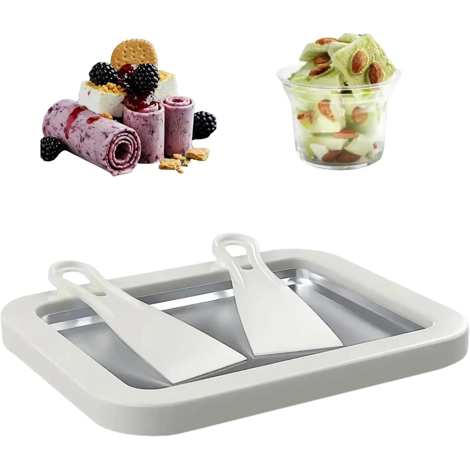 Ice Cream Roll Maker Rolled Ice Cream Machine, Tools for DIY Fruit Yogurt,Sweet Spot Pan, Instant Cold Plate, Ideal for Making Rolled Ice Cream Soft Serve Slushies Frozen Yogurt Sorbet and Gelato (Milk White)