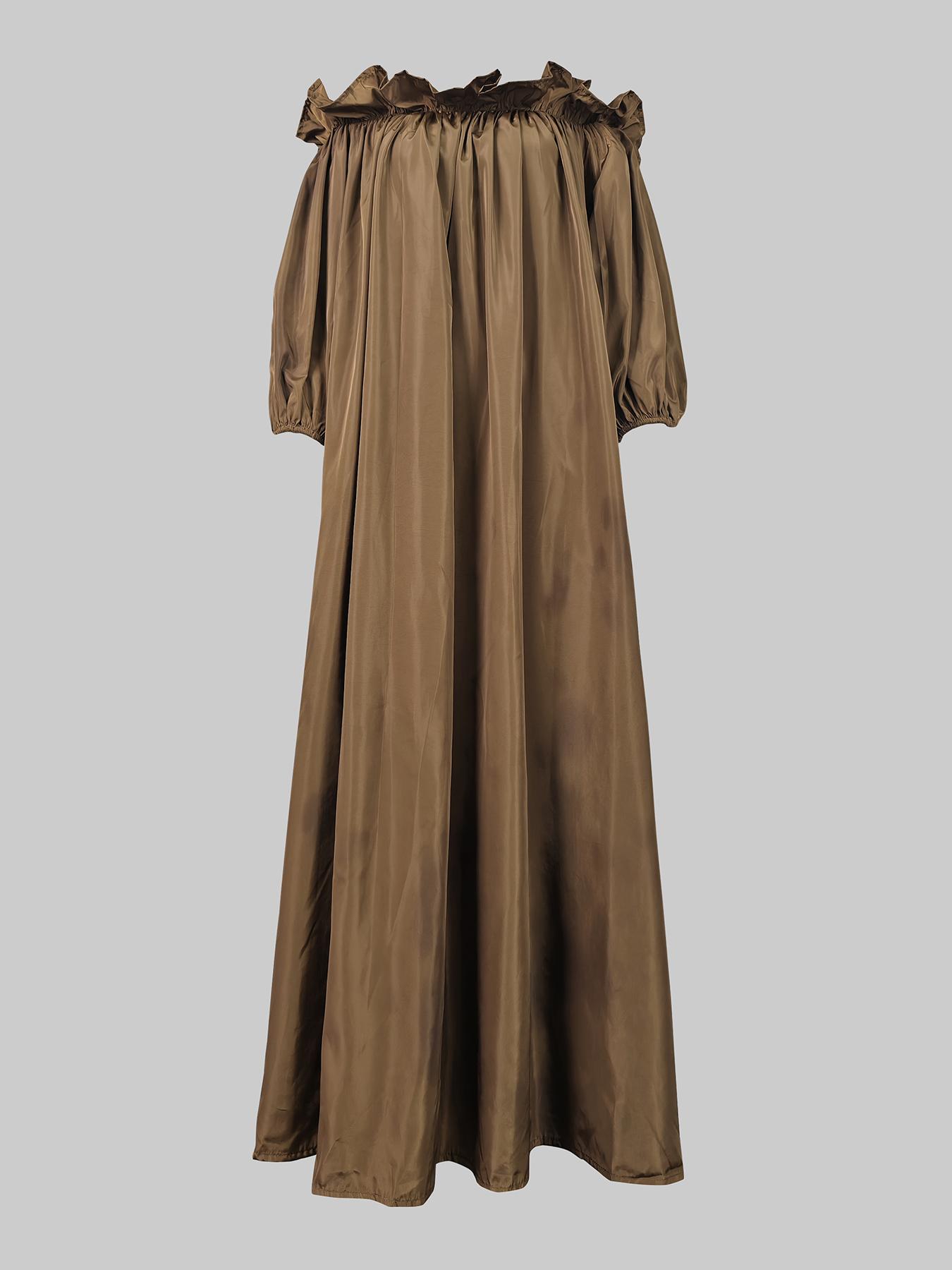 Women's Off Shoulder Ruffle Trim Long Dress, Chic Stylish Elegant Bishop Sleeve Long Sleeve Dress for Party Holiday Wedding Guest, Ladies Spring & Fall Clothes, Holiday Dresses, Wedding Guest Dress,  Formal Event Dress, Womenswear