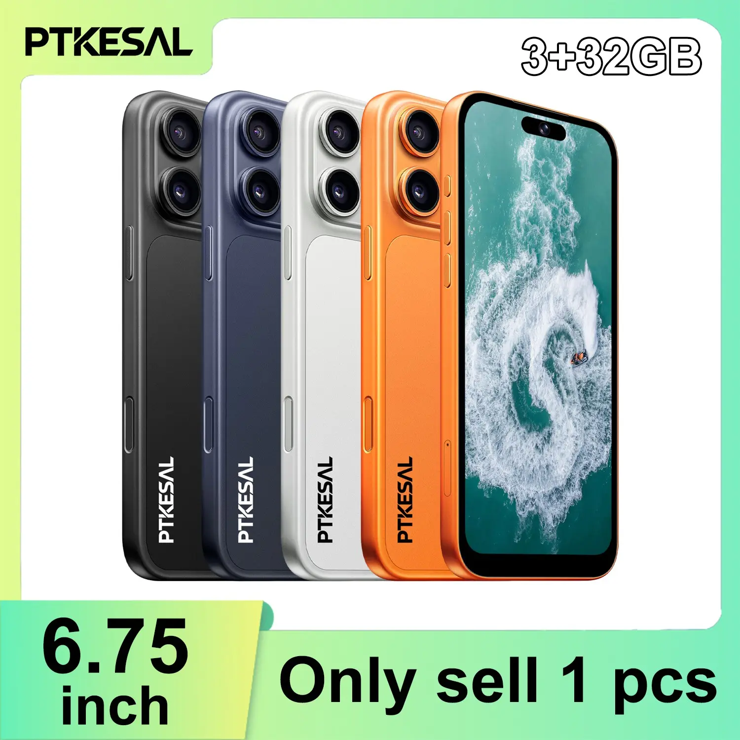 PTKESAL-Global Unlock 4g 17 Pro Max Smartphone, 3+32GB RAM, 6.75-Inch Screen, Android 12.0, 4100mah Battery, Dual Sim, Face & Fingerprint Unlock