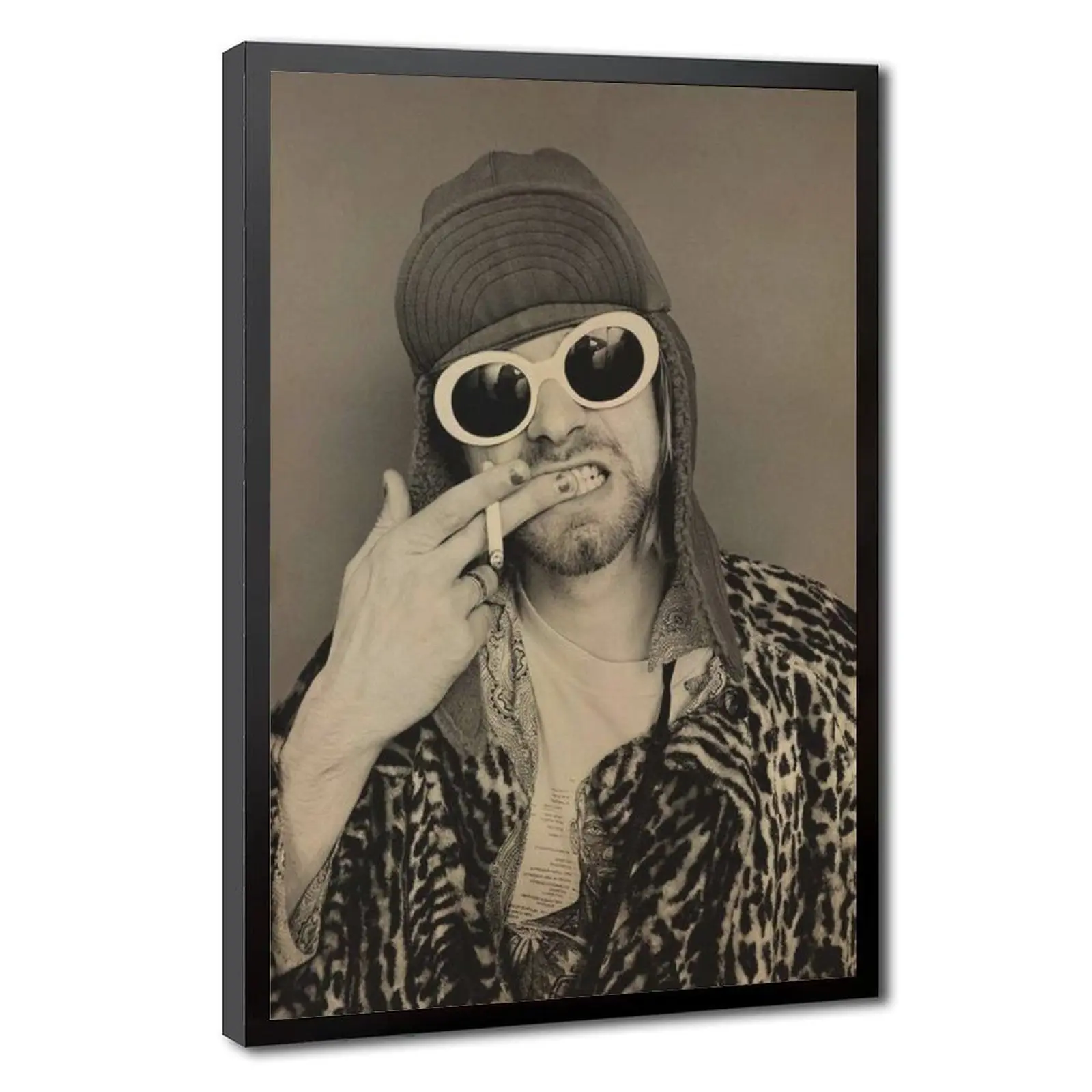 Kurt Cobain Retro Canvas Wall Art Poster, Nirvana Lead Singer and Band Members, Grunge Rock Legend Poster Decor for Bedroom, Music Studio, Man Cave & Bar Wall Decoration