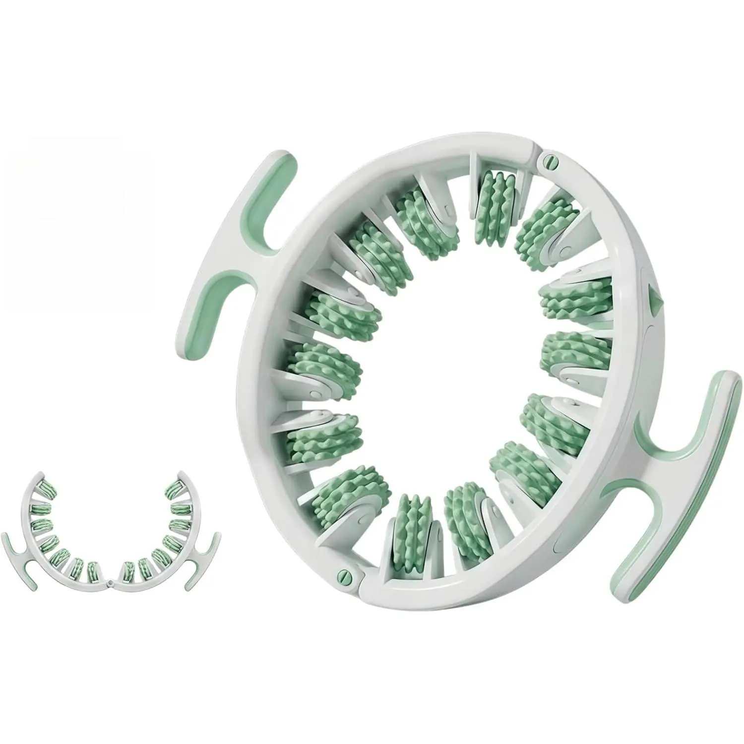 Smooth Cellulite Roller, Handheld Fascia Release Massager for Arms and Legs, Deep Tissue Trigger Point Tool for Muscle Relaxation and Skin Smoothing, White Green, 10.94x2.56x9.65 Inches