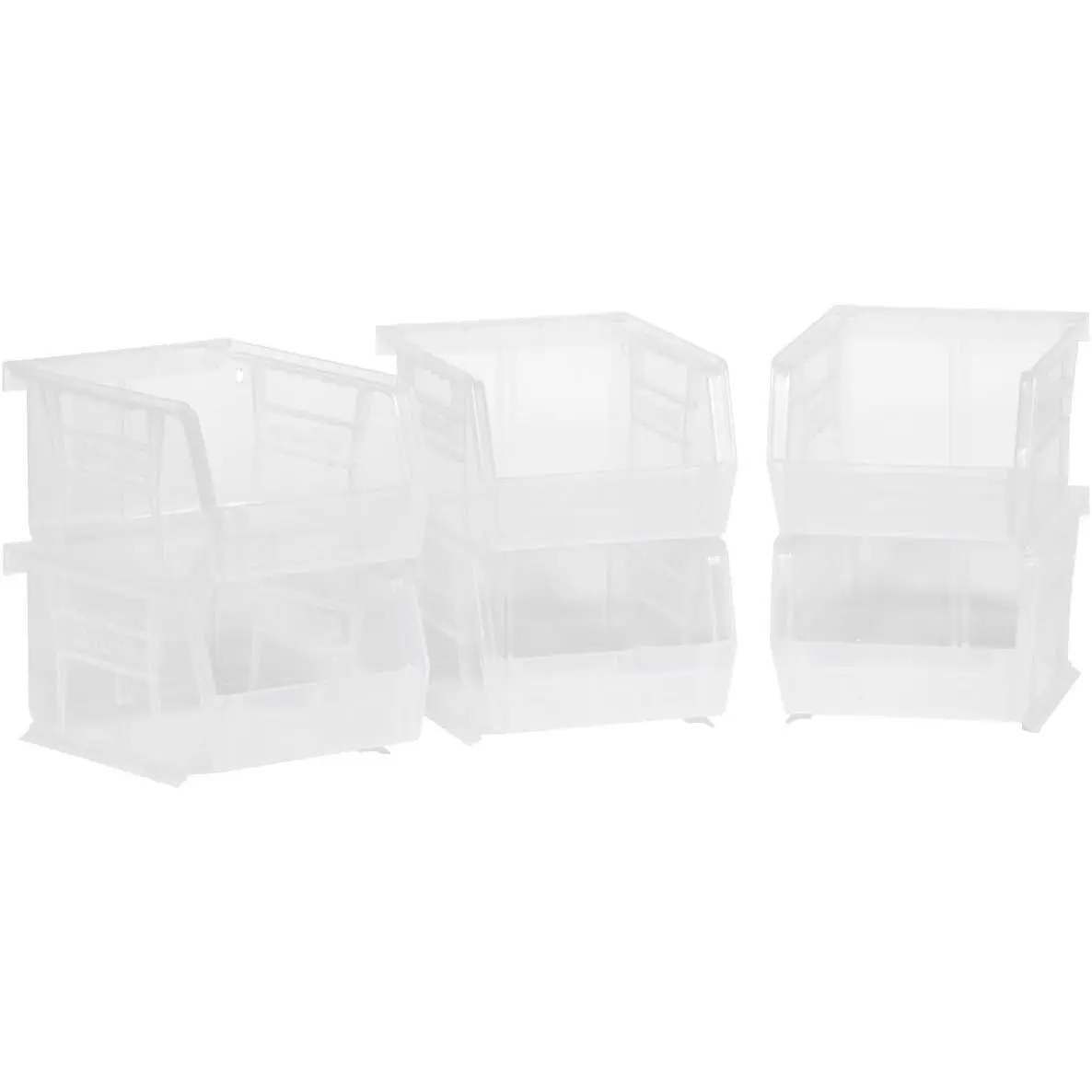 Plastic Storage Bins, Space-Saving Stackable Bins for Garage, Pantry, Craft Organization - 5" x 4" x 3" Clear, 6-Pack (30210)