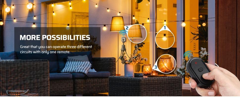 L-PSP001 Outdoor Remote Control Outlet, Wireless Remote Outlet Power Switch, Weatherproof 15 A Heavy Duty Electrical Plug, 3 Grounded Outlets for String Lights, 100Ft Range, UL Listed L-PSP001 Outdoor Remote Control Outlet, Wireless Remote Outlet Power Switch, Weatherproof 15 A Heavy Duty Electrical Plug, 3 Grounded Outlets for String Lights, 100Ft Range, UL Listed