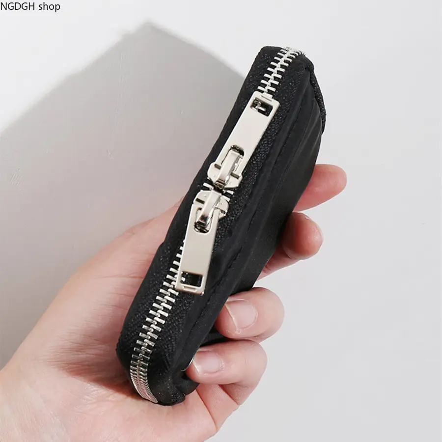 Sports & Outdoor Compact Double-Zip Coin Purse, Everyday Carry Purse Type Wallet with Zip Fastener for Pocket Carry