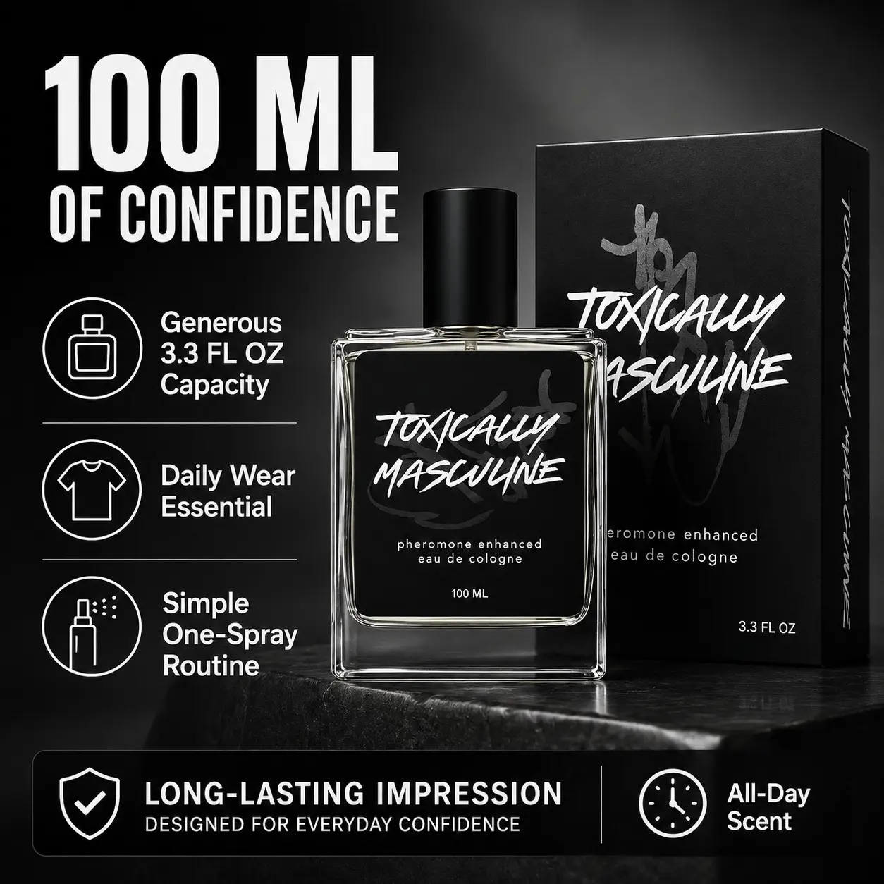 Men’s Pheromone Cologne, 100 Ml Masculine Eau De Cologne Spray, Bold Scent for Daily Wear, Glass Bottle with Gift Box, Ideal for Office & Dates