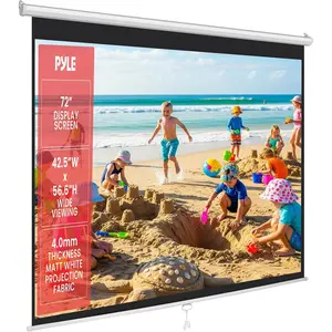 72-Inch Manual Pull Down Projector Screen, Matte White Projection Surface, Ceiling or Wall Mount Screen Projector with Auto-Lock & Black Border for Home Theater or Office (42.5" x 56.6")