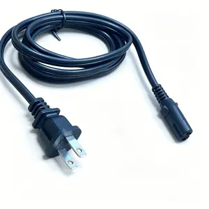 8-Prong Us Plug Ac Cable 1.5m, Ul Certified, Twin Flat Prongs, C7 Connector, 125V 10A, Pure Copper Core, Compatible with Monitor/printer/lamp, Computer Power Cord