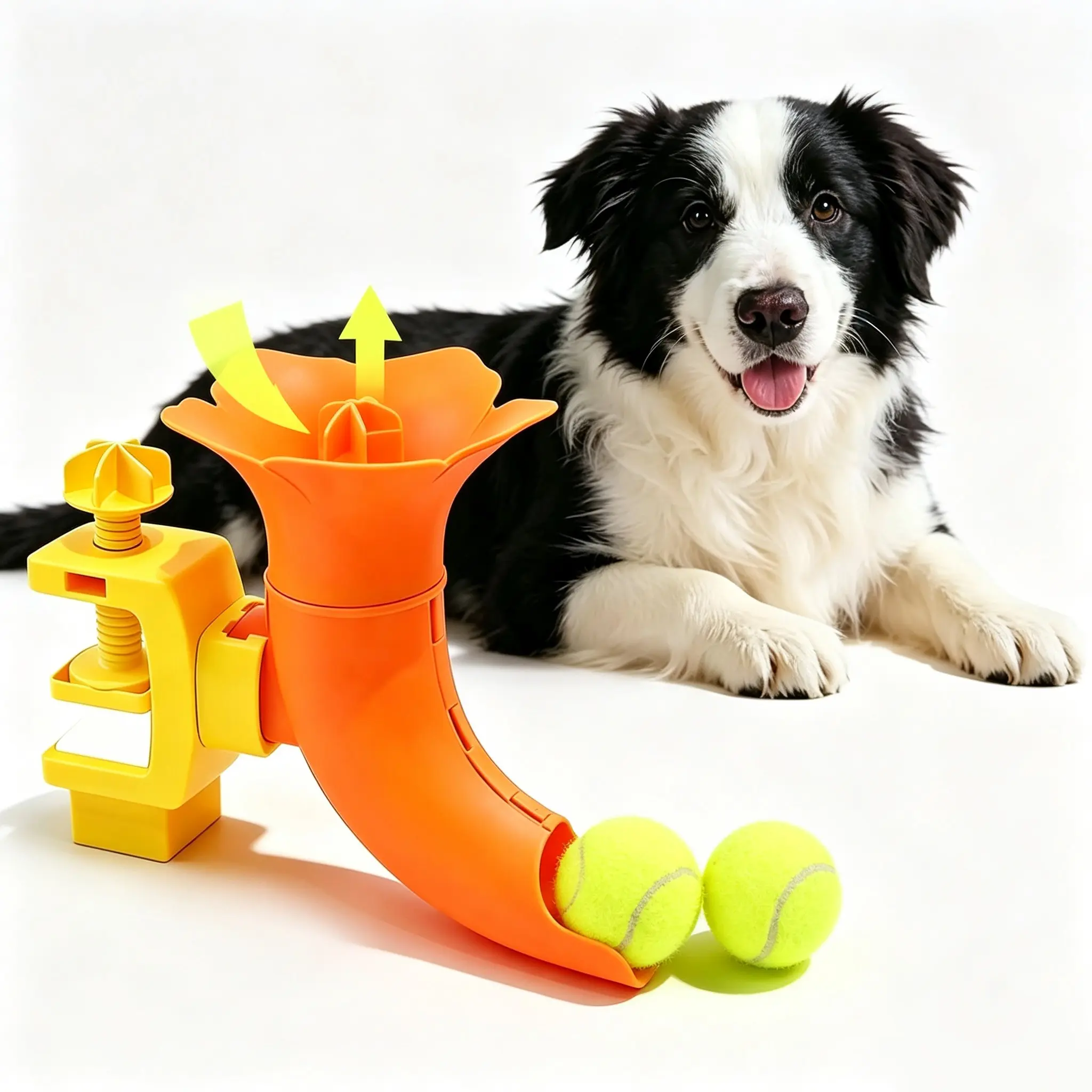 Adjustable Dog Ball Launcher Toy, Adjustable Height Launcher Ball Thrower for Indoor/Outdoor Fetch PlayD, Interactive Energy Release Tool for Medium & Large Dogs, Easy Mount on Door/Post/Table