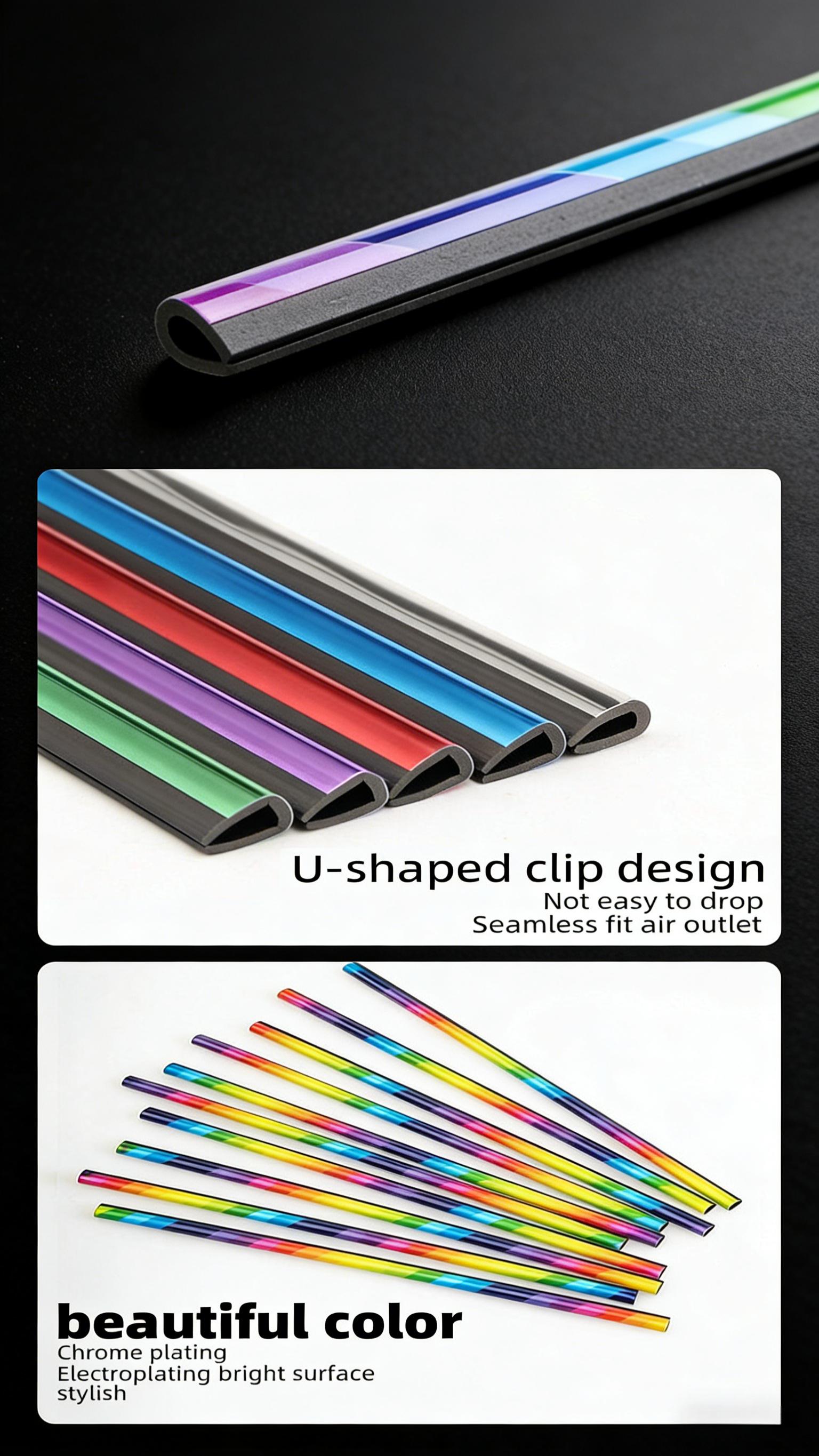 10Pcs Universal U-Shape Car Air Vent Decor Strips, Easy Clip-On Design for Auto Vent Decoration