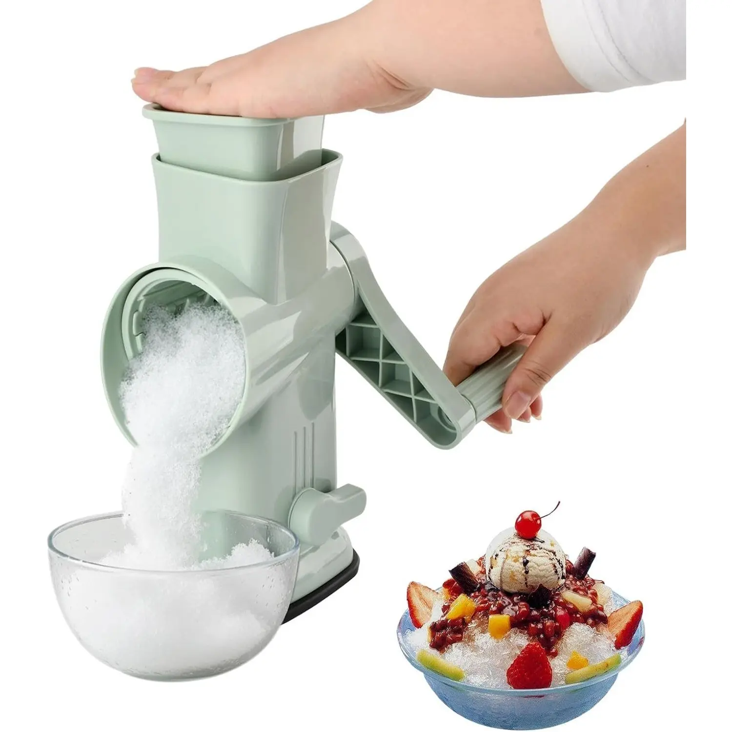 Hand Crank Ice Cream Maker, Portable Shredder, Ice Shaver for Home, Picnic, BBQ, Smoothies, Drinks, Stable Suction Base, Compact Design