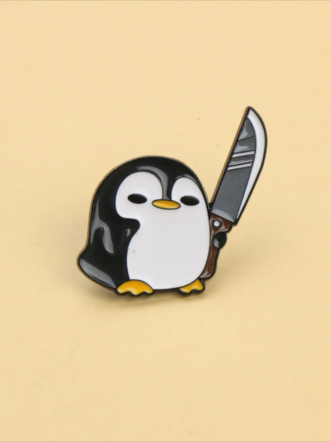 Cute Penguin With Machete Enamel Pin, Funny Cartoon Animal Brooch, Kawaii Weird Creature Metal Lapel Pin, Women's Coat Backpack Accessories